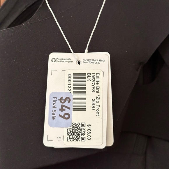 NWT Lululemon Enlite Front Zip Bra in Black - Picture 5 of 5